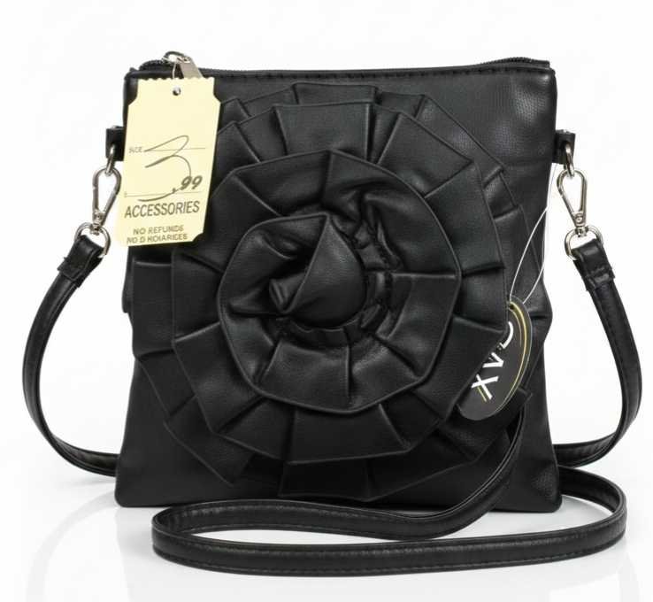 Elegant Black Rose Flower Cross Body