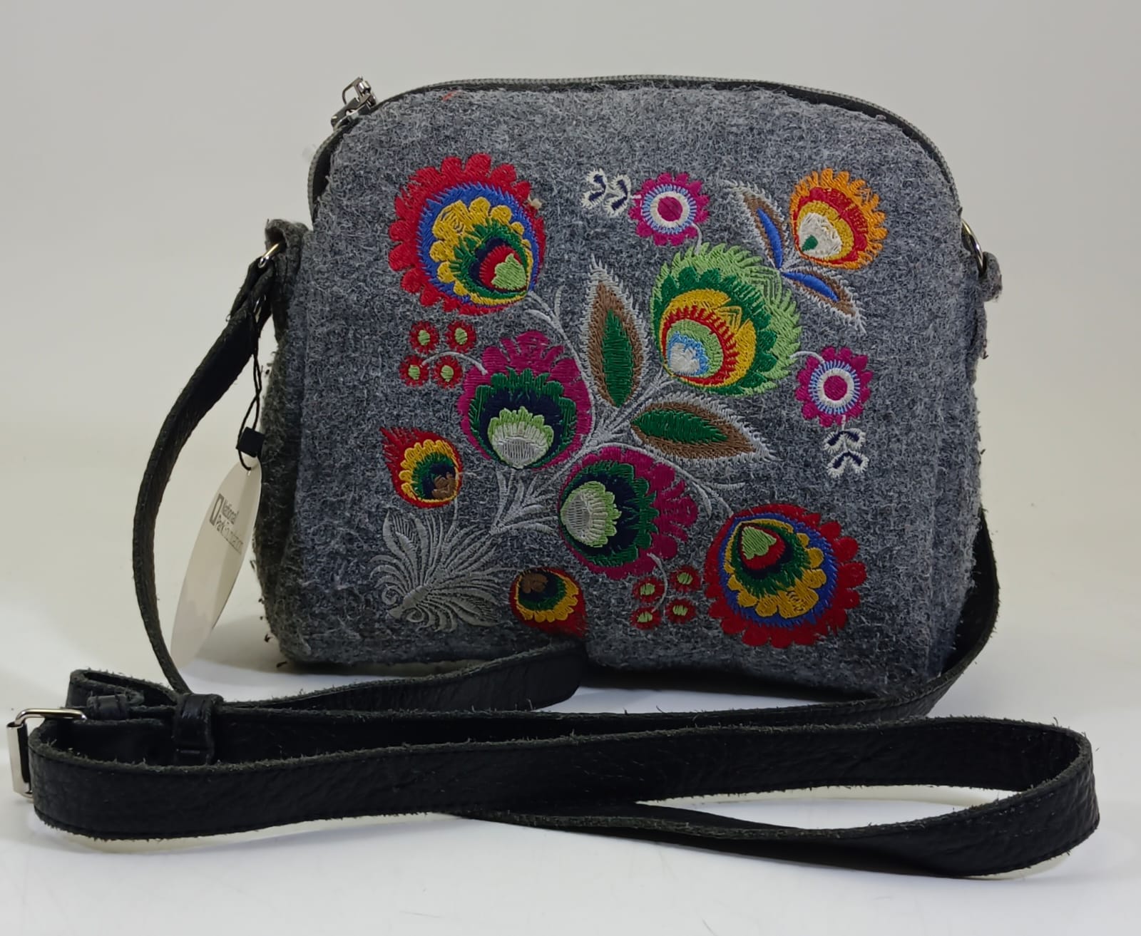 Grey Flowers Crossbody