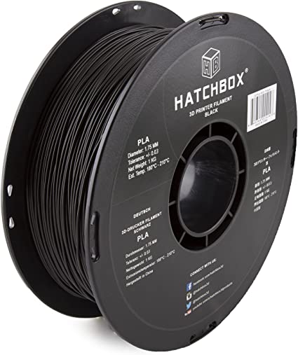 HATCHBOX 1.75mm Black PLA 3D Printer Filament, 1 KG Spool, Dimensional Accuracy