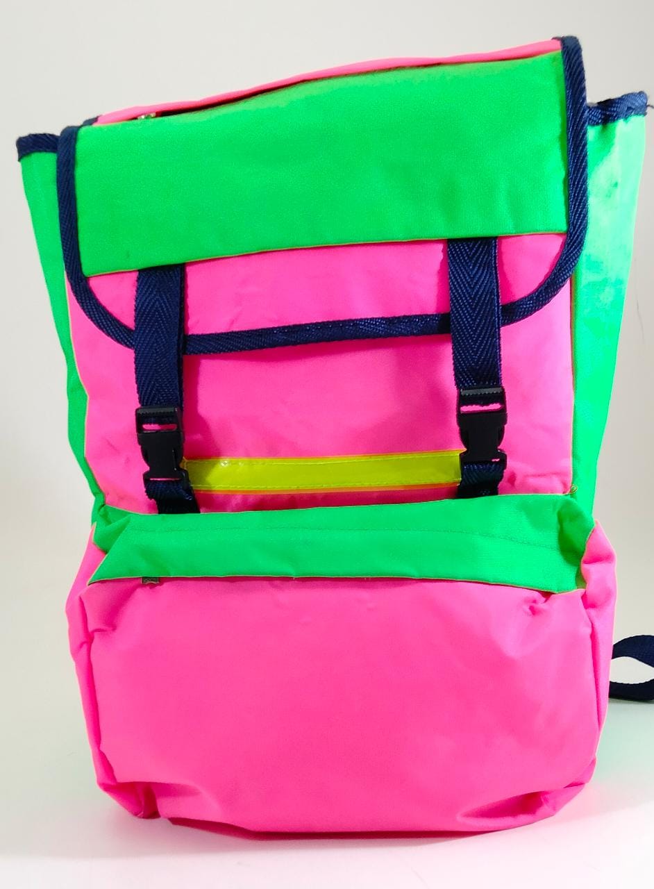 Pink green potlti style School Bag
