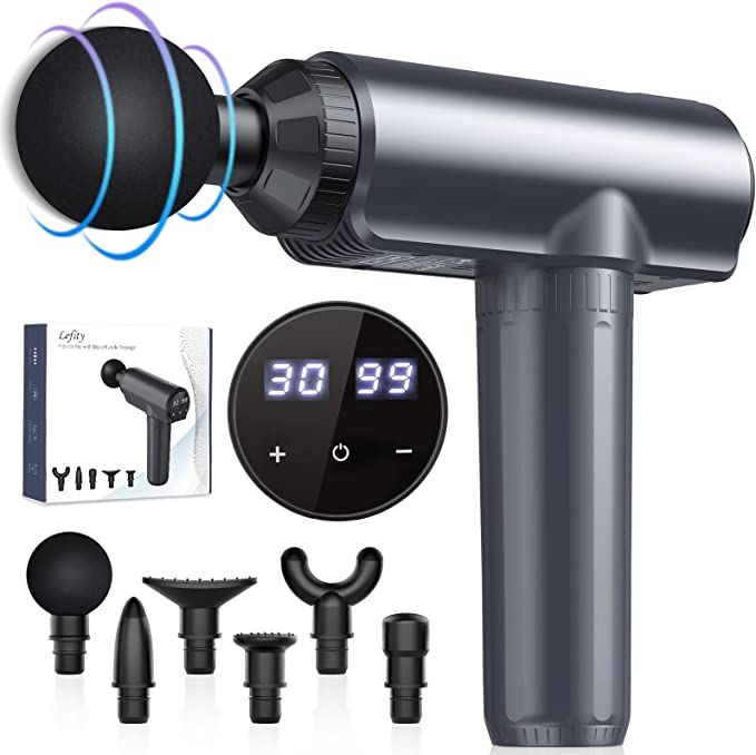 Massage Gun Deep Tissue, Lefity Muscle Massage Gun, 30 Speeds and 6 Massage Head 2600mAh Electric Handheld Muscle Massager