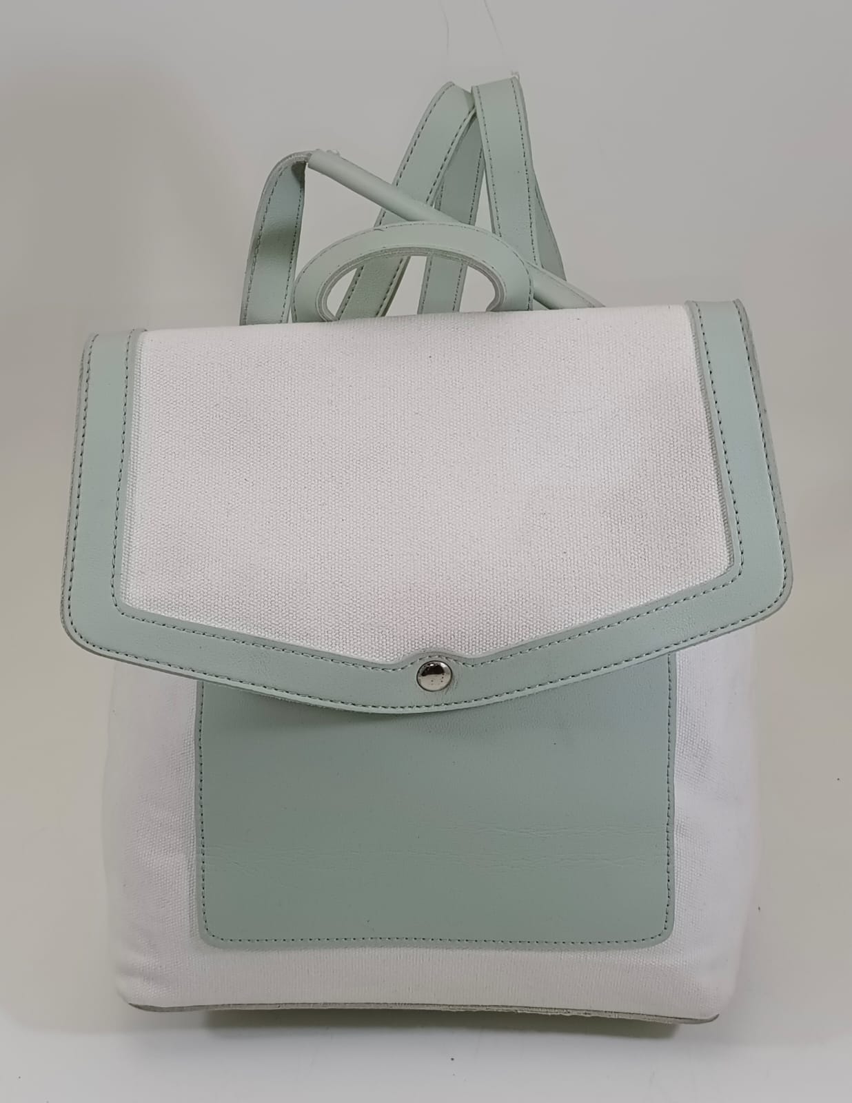 White & Green Bagpack