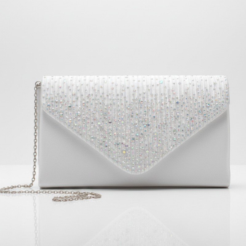 Fancy white party clutch