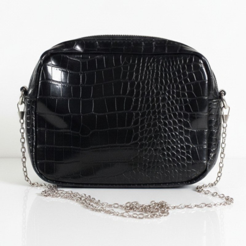 Black Crocodile leather Crossbody