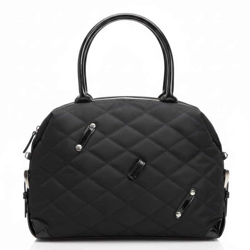 Black Quilted Duffel Hand purse