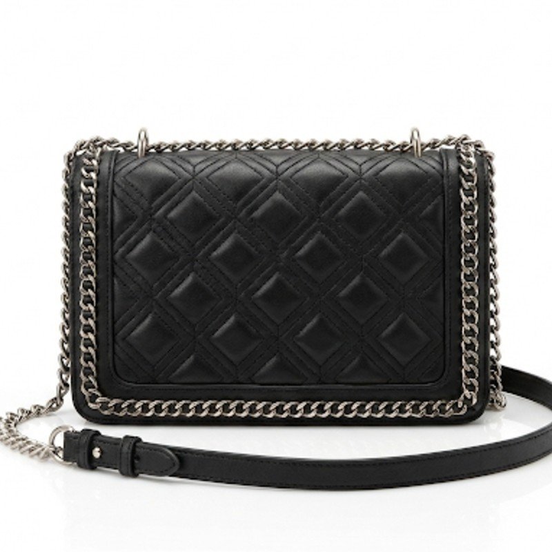 Black quilted leather Crossbody