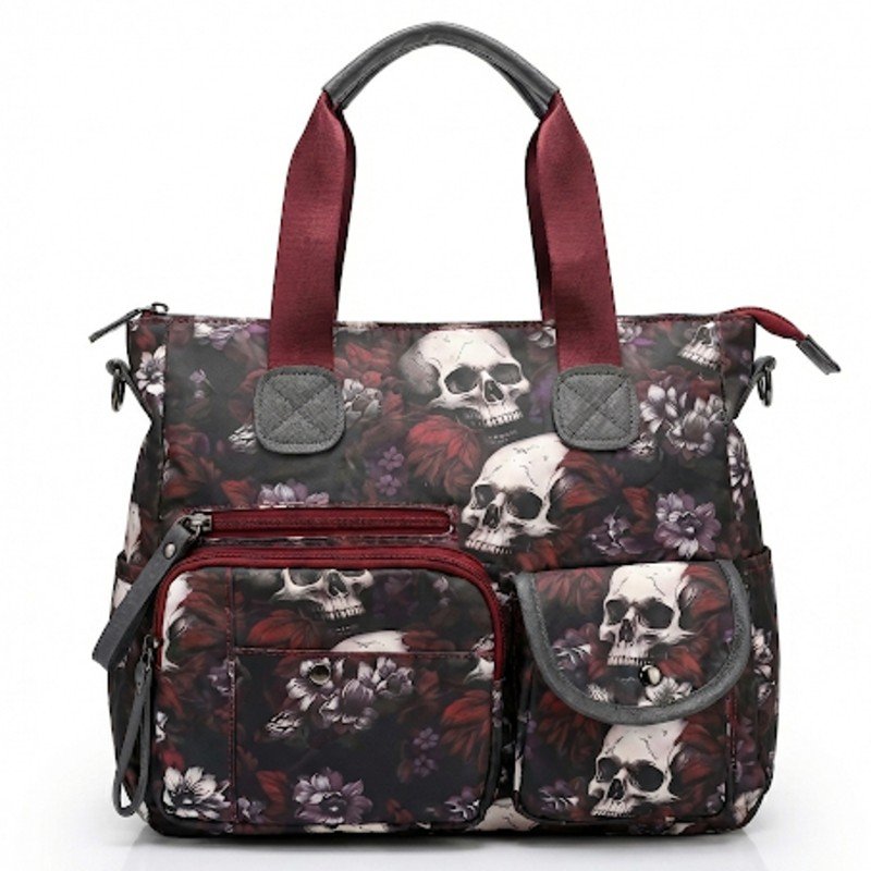 Beautiful skull+floral print stylish Handbag