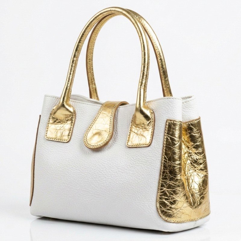Elegant white leather Handbag