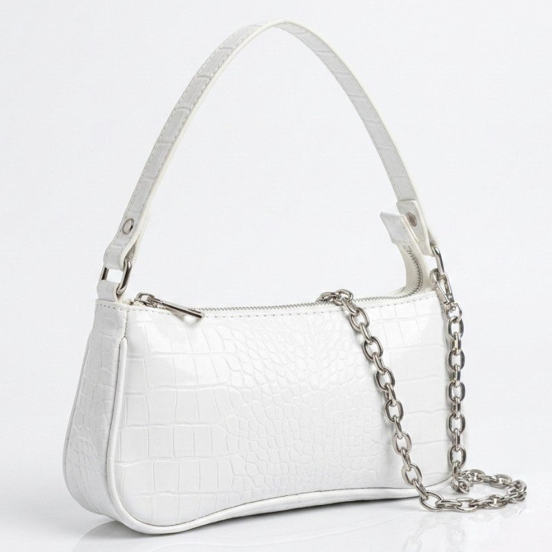 Decent look white crocodile leather Hand Carry bag