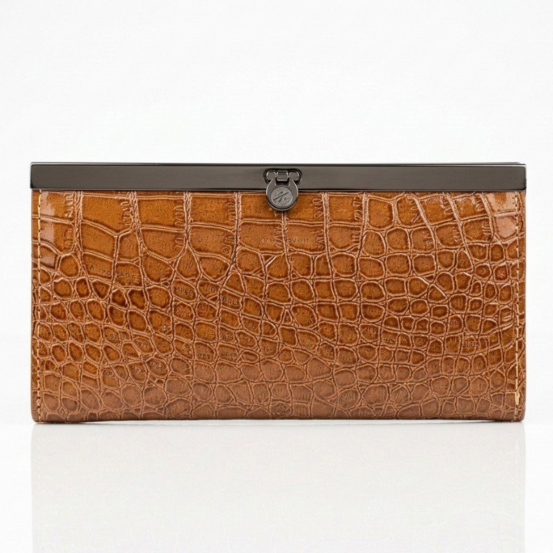 Chocolaty brown crocodile jelly Leather Wallet