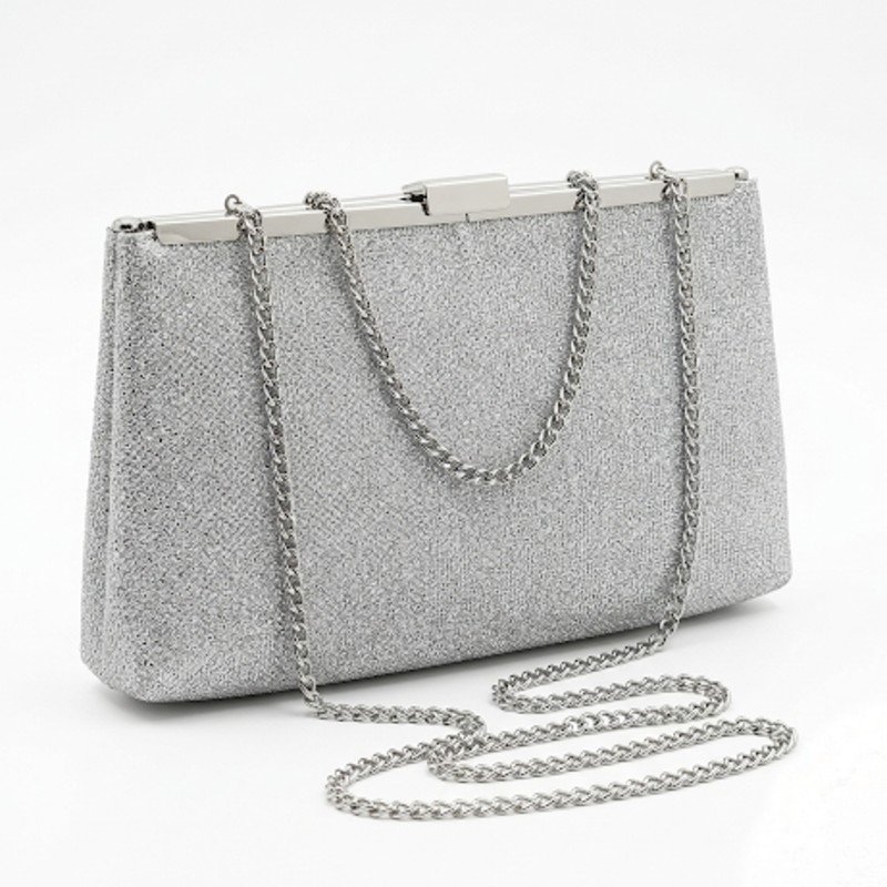 silver glitter evening clutch+ Crossbody bag