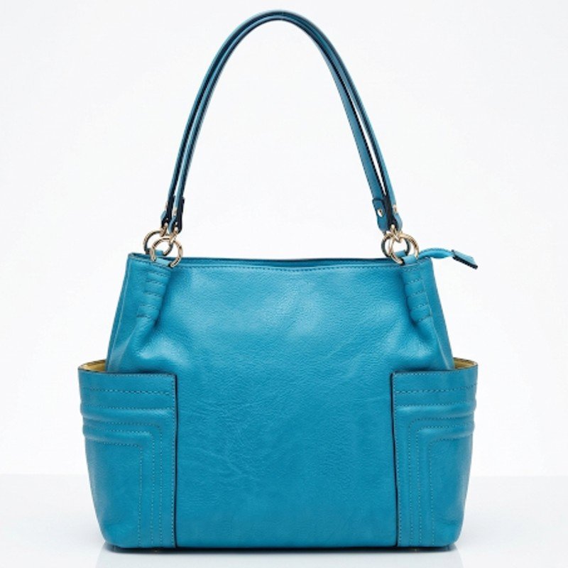 Teal leather-look handbag
