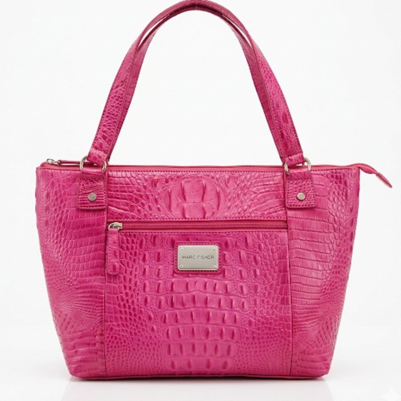 Marc Fisher pink croc-embossed branded Handbag