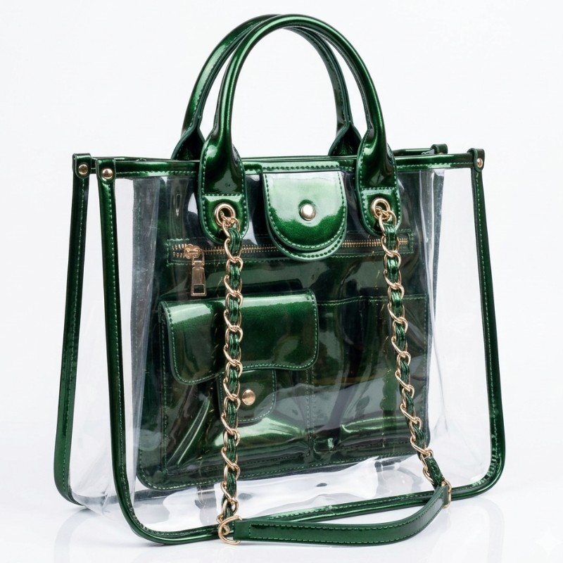 Premium quality green transparent PVC jelly handbag