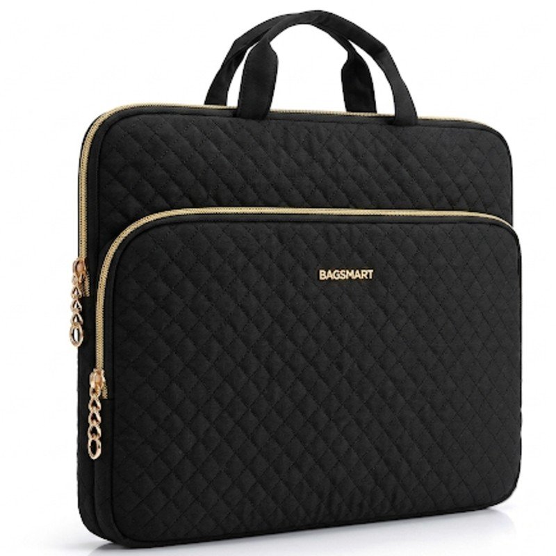 Black, quilted BAGSMART laptop bag