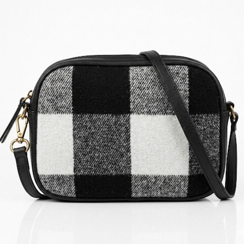 black and white checkered crossbody bag