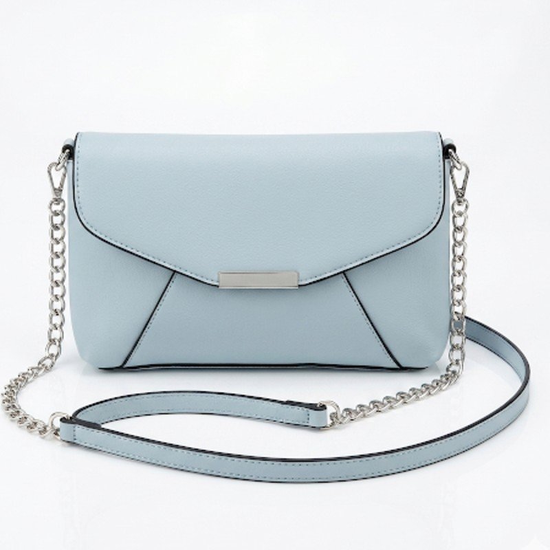 Light blue envelope-style crossbody bag