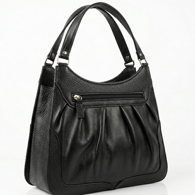 Black hard body Leather hobo bag