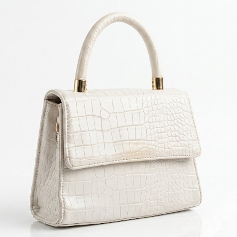 Beautiful white mini crocodile pattern hand bag