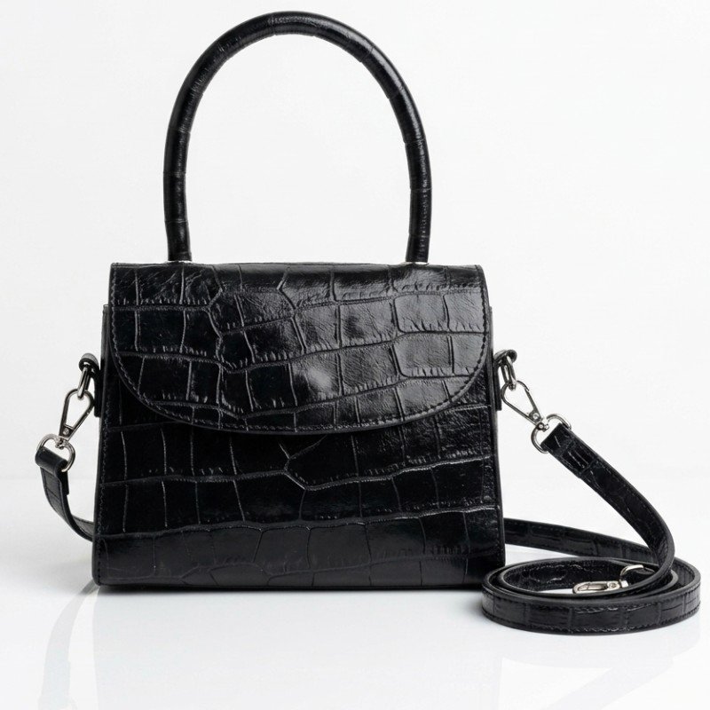 Beautiful black mini crocodile pattern crossbody