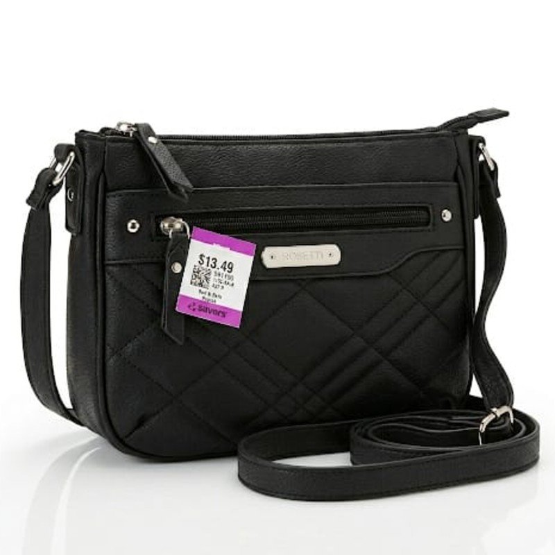 Rosettii crossbossbody in black quilt.