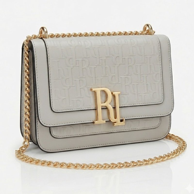 Luxury river island branded crossbody– Elegant Grey with Golden Chain Strap