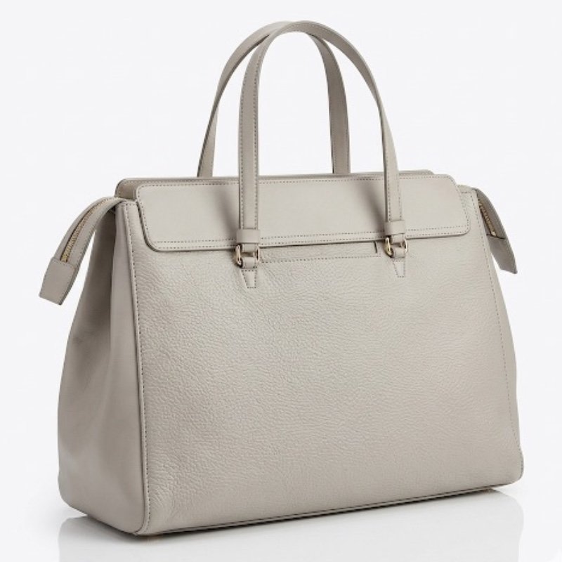 "Elegant Grey leather Office Tote Bag – Large Capacity Professional Handbag
