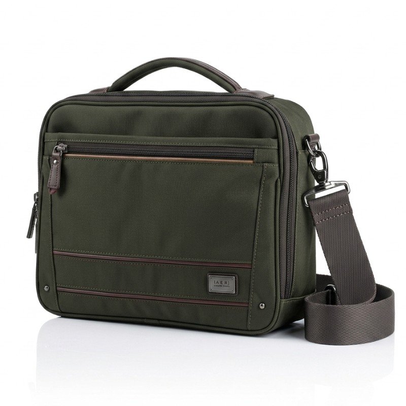 Dark green khaki camel active City BB business bag with a reinforced handle and shoulder strap.