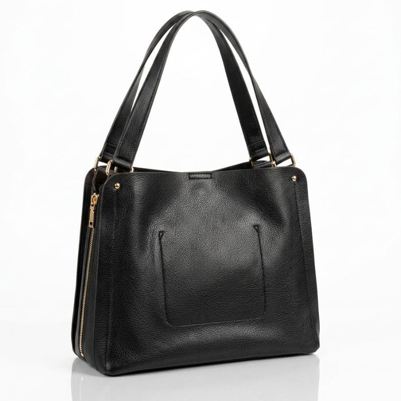 Black grained leather gianni chiarini olga shopper bag