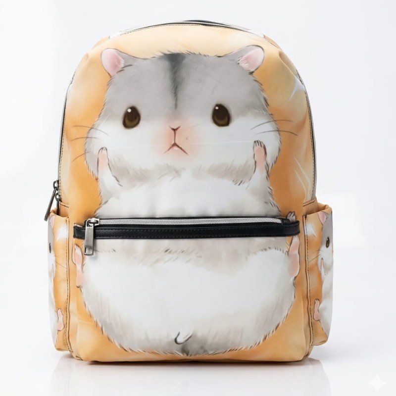 Hamster print backpack design for children