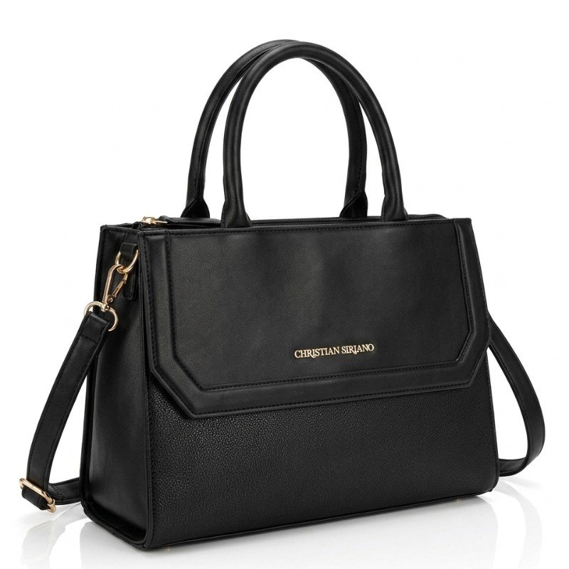 Christian siriano black leather bag