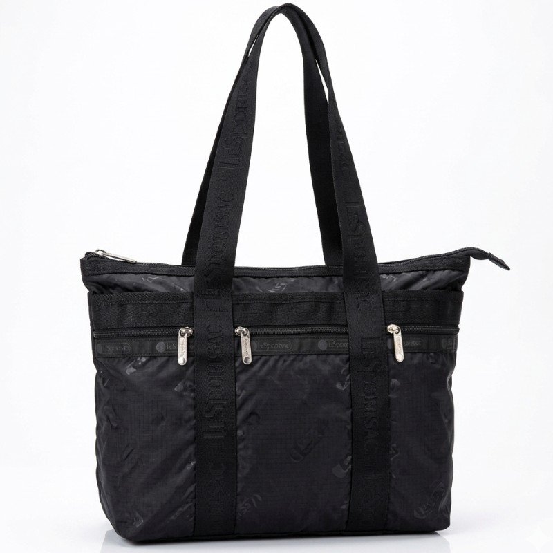 LeSportsac black nylon travel tote bag.