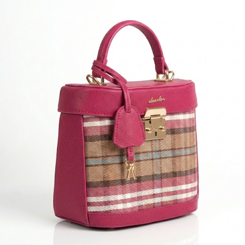 dazzlin check vanity-style handbag in pink