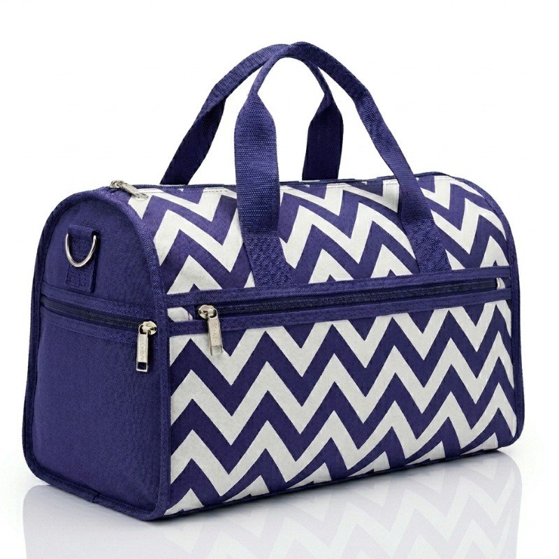 Moda blue and white chevron pattern duffel bag.