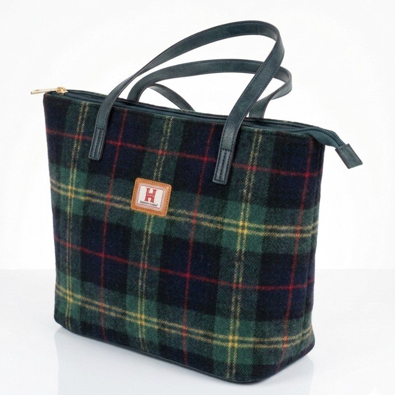 Afternoon Tea EB56 tote bag is crafted from authentic green Harris Tweed wool