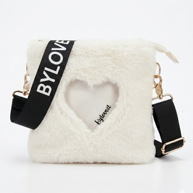 BYLOVE white faux fur crossbody