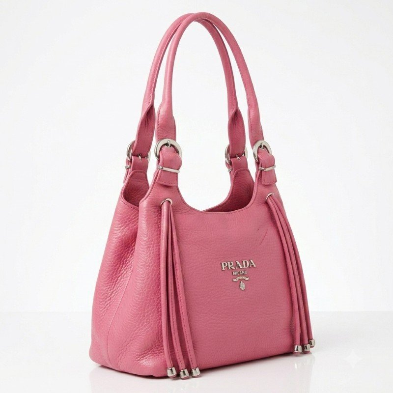 Prada Vitello Daino pink leather hobo bag