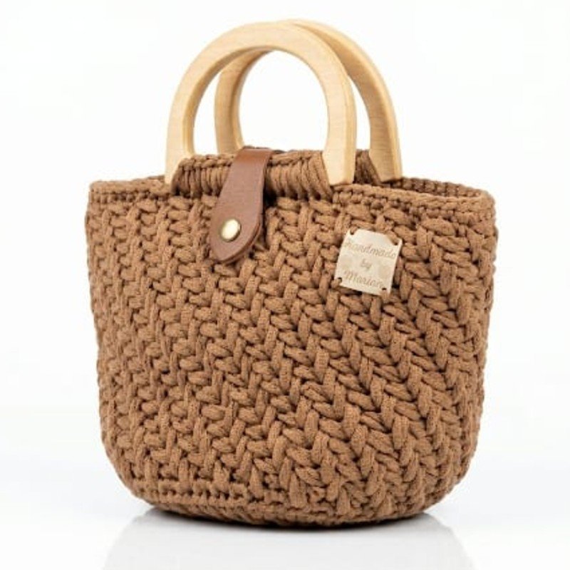Brown Silva Stitches crochet basket bag
