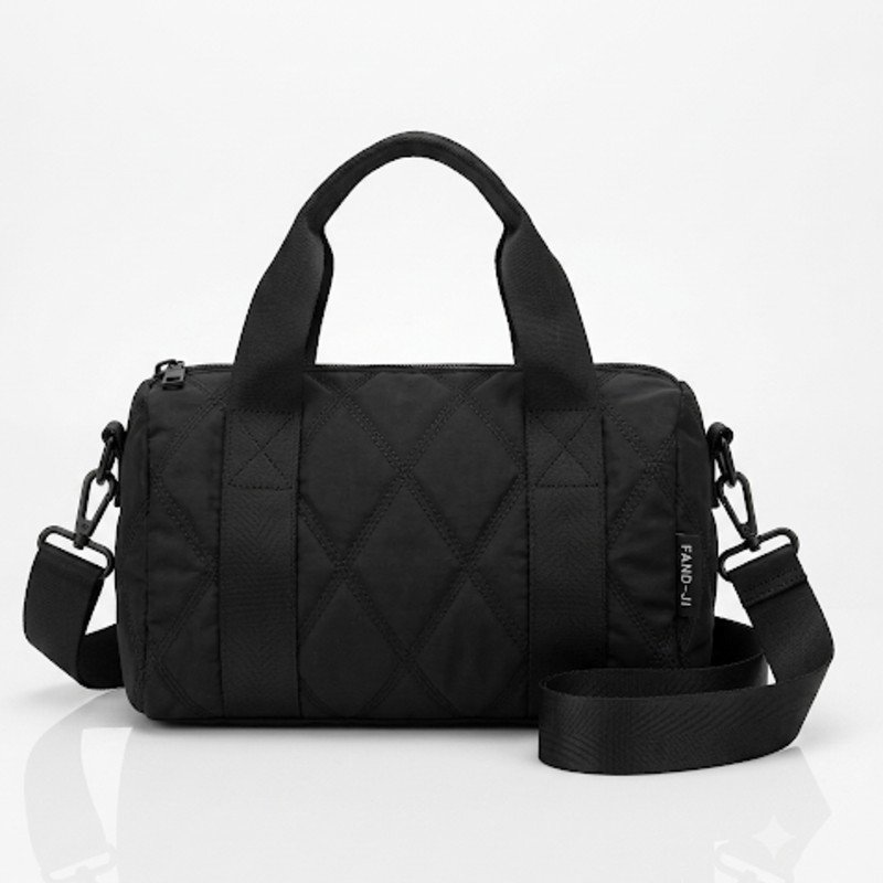 Decent look  black quilted duffel bag