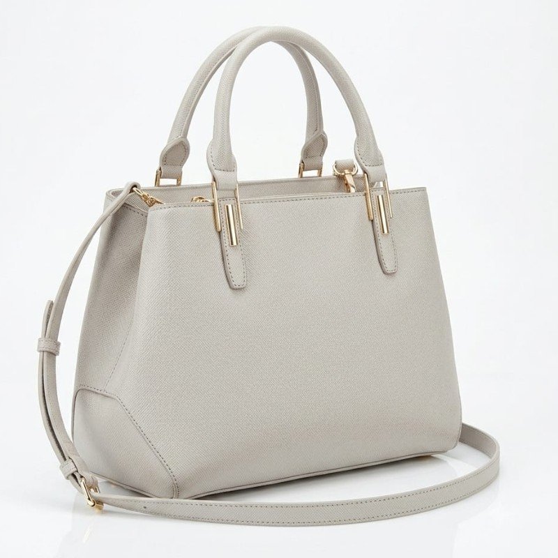 Sophisticated Light  Structured Satchel with Top Handles and Detachable Strap"