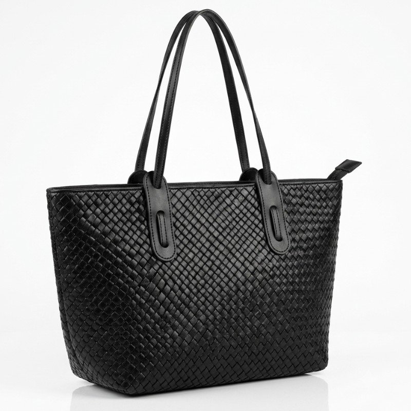 Aodour Large Capacity Woven Tote Bag is a stylish black shoulder bag
