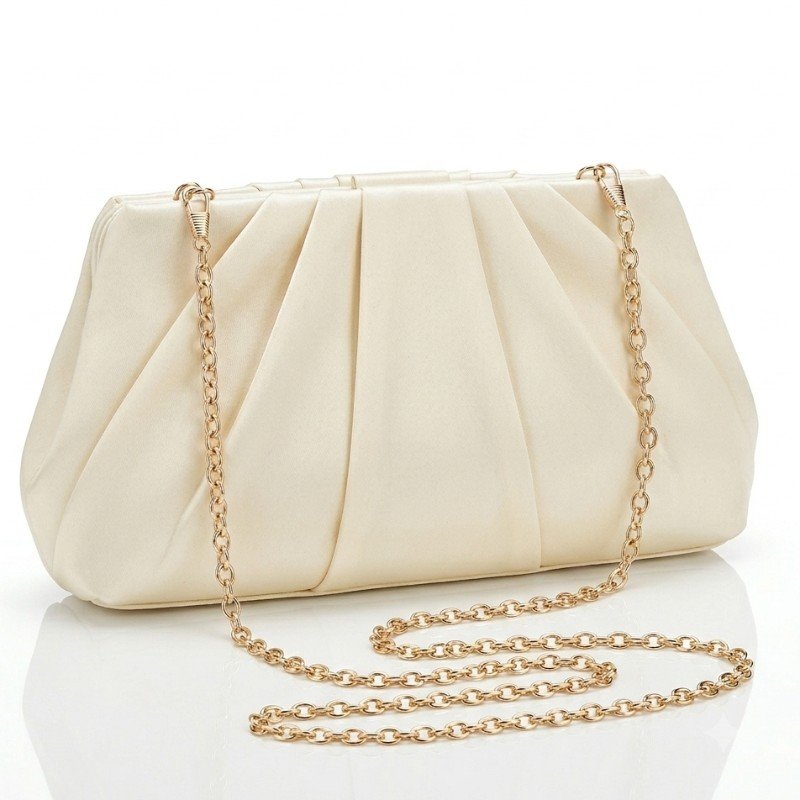 Cream pleated clutch+Crossbody