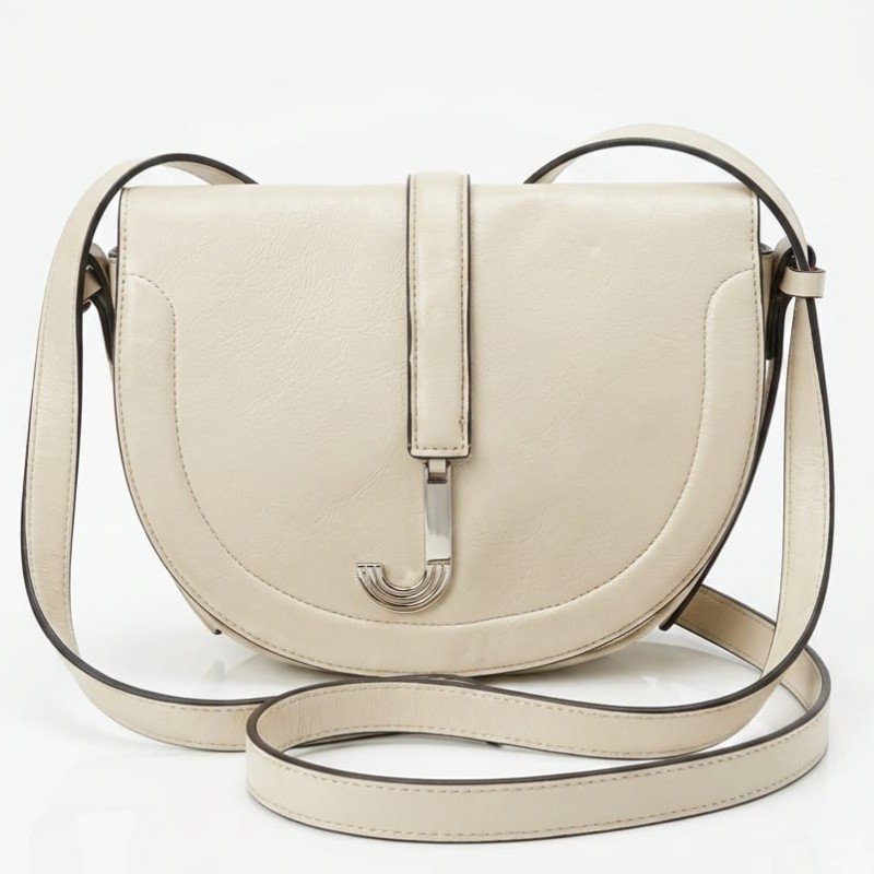white JEANASIS Metal J-Round Crossbody