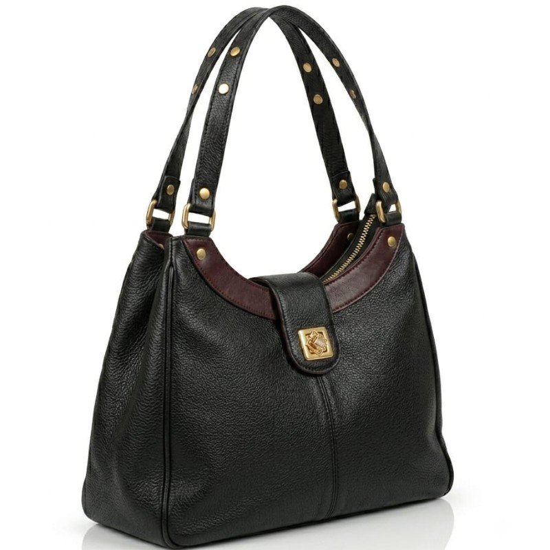 Premium look black soft leather Handbag