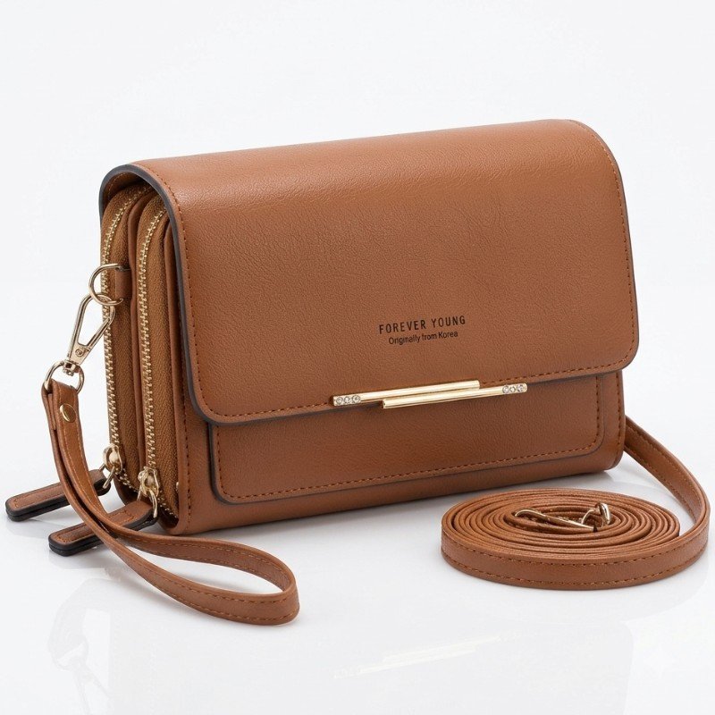Forever young brown wallet style crossbody