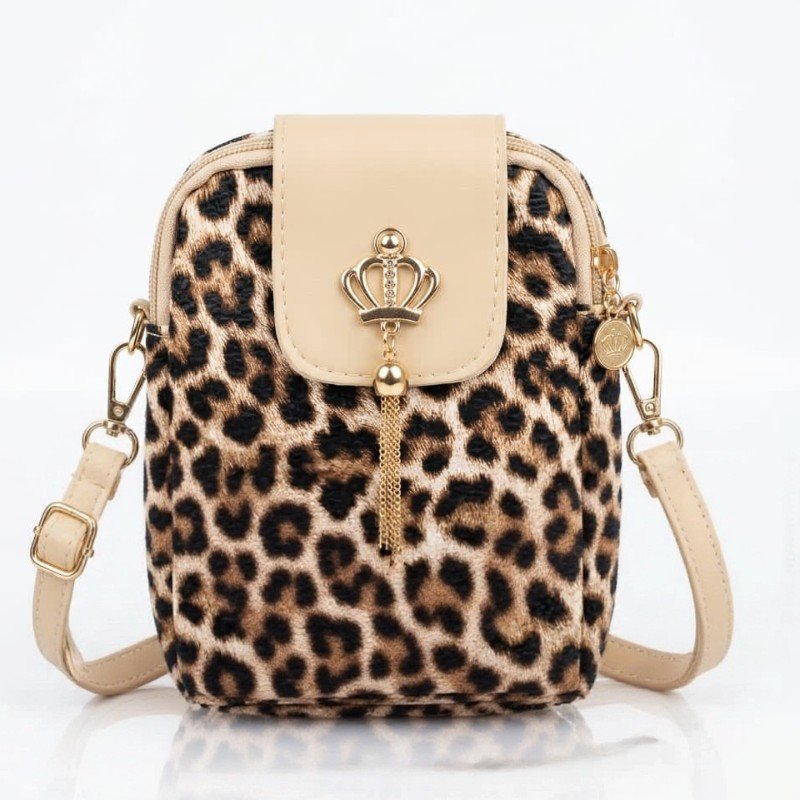Leopard print mobile crossbody bag