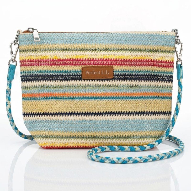 Perfect lily multi colours woven crossbody bag