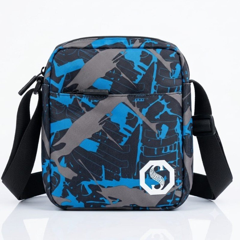 blue and gray Senkey Style crossbody