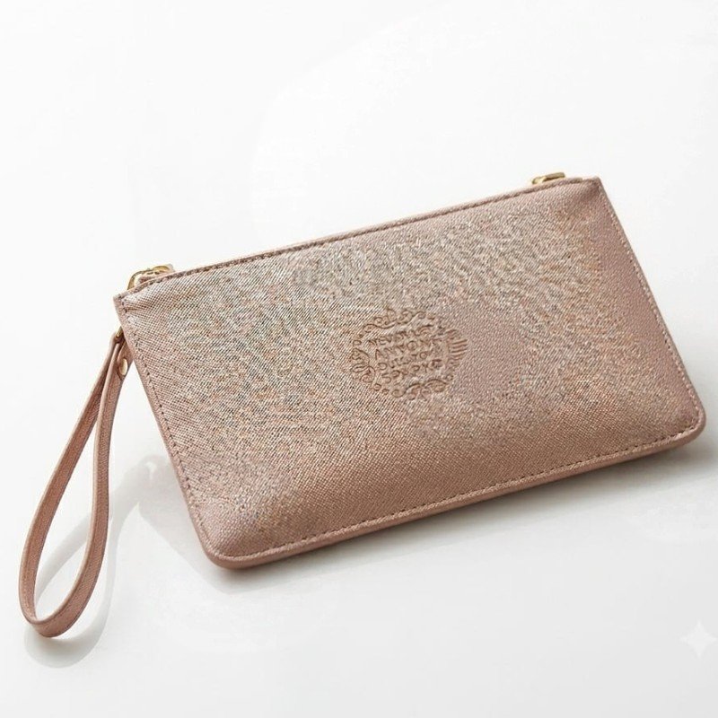 metallic dusty pink clutch bag