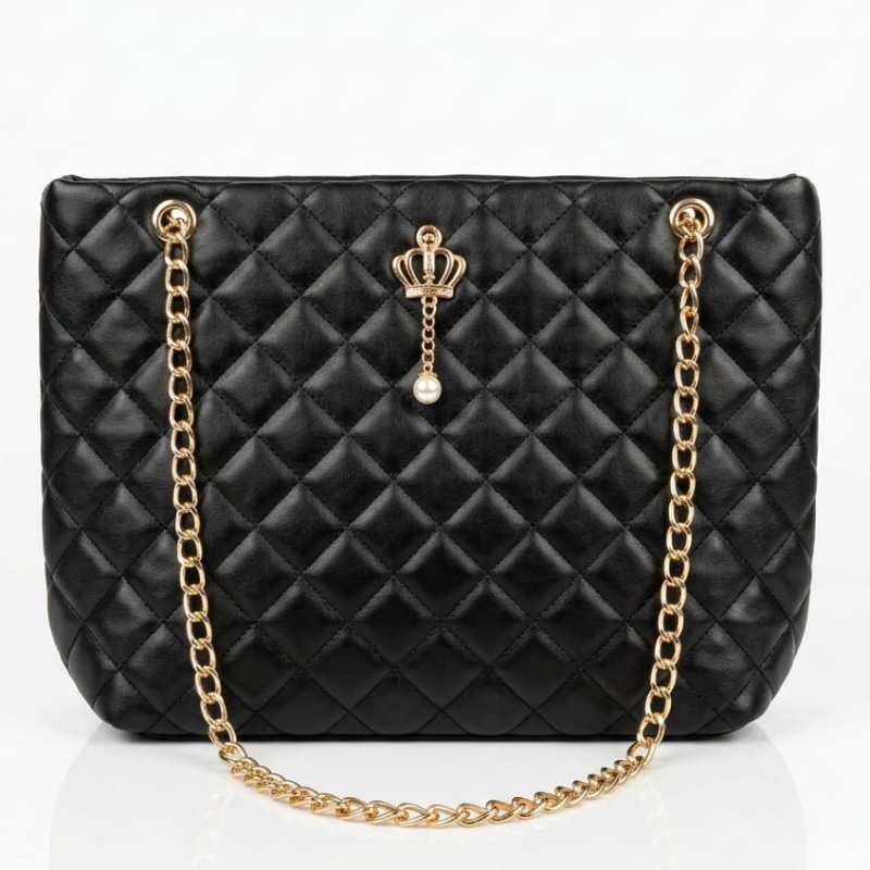 Quilted black Temu handbag